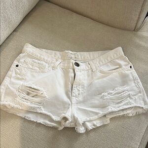 Current Elliot Women's White Distressed Denim Shorts